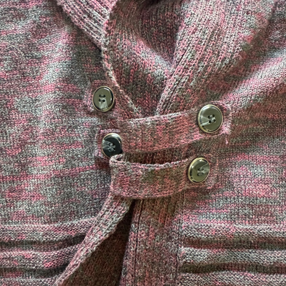 Purple Cardigan Sweater with Ribbed Texture - Picture 5 of 7